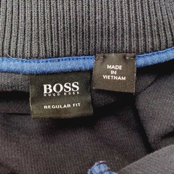 Hugo Boss Piceno 27 Knit 1/4 Button Neck Sweater Black Blue Pull Over Top P2253 - Picture 6 of 10